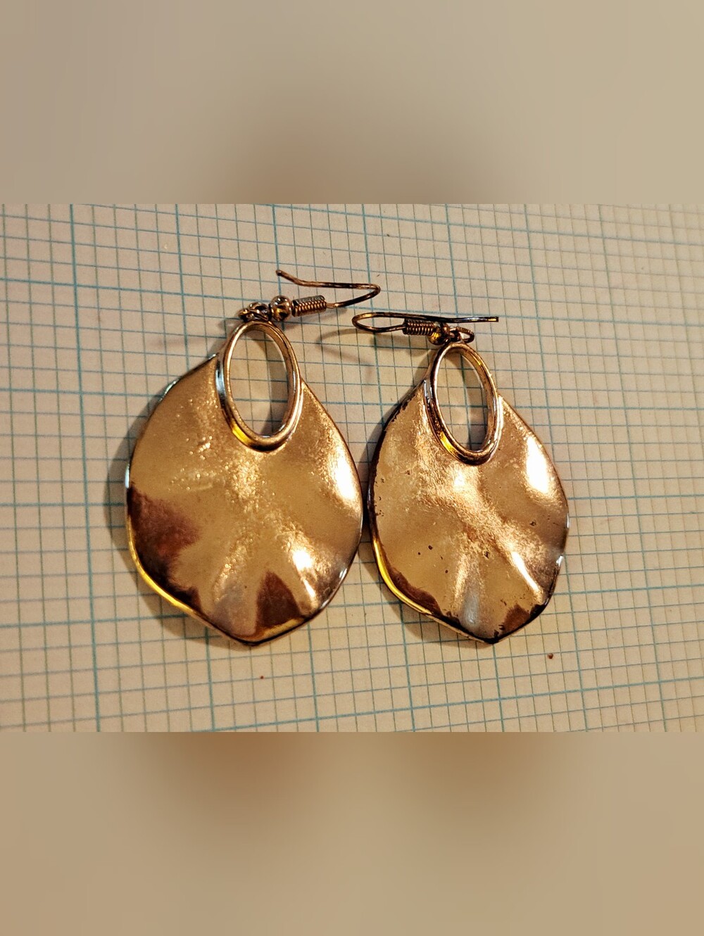 Gold-Tone Drop Earrings with Oval Accent